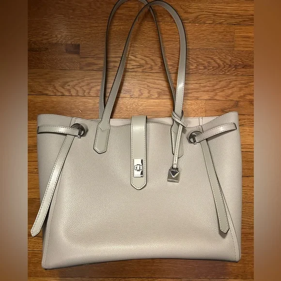 Michael Kors Cassie Pearl Grey Leather Tote - Picture 2 of 11